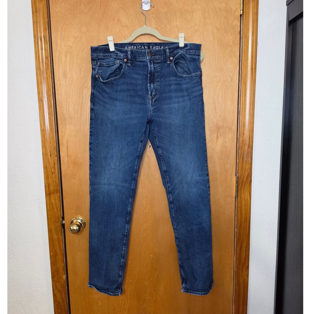 American Eagle Original Straight Jeans Mens 34x34 Medium Wash Blue Denim